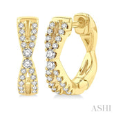 1/5 Ctw Petite Slim Criss-Cross Round Cut Diamond Fashion Huggies in 10K Yellow Gold